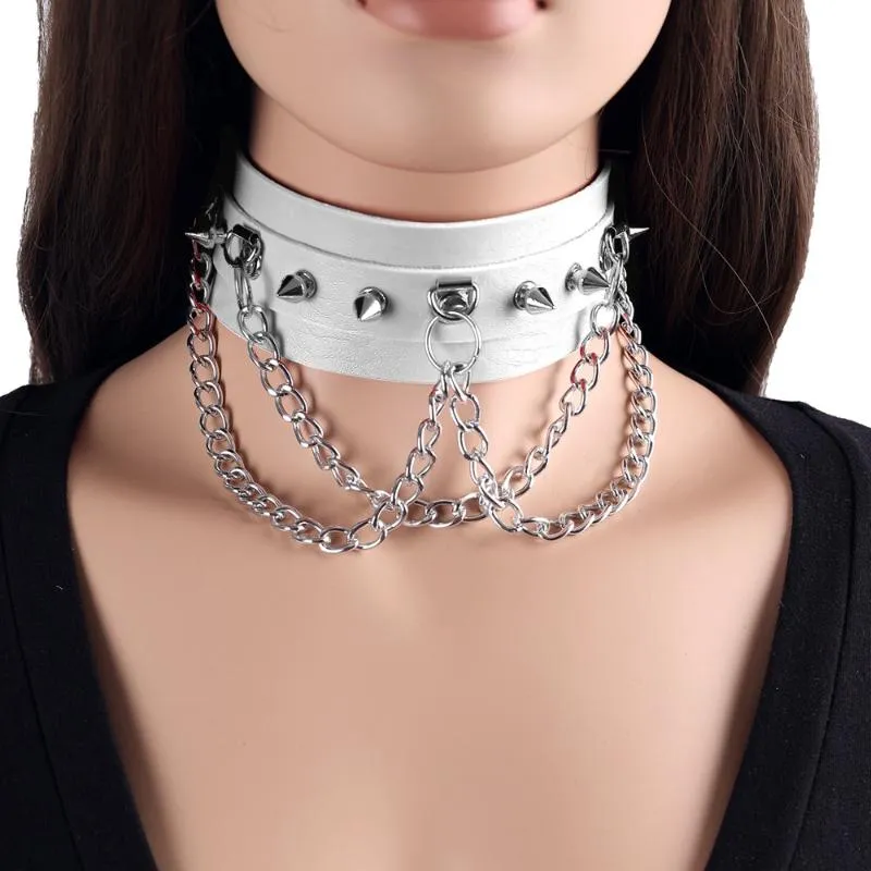 Spiked Goth Chokers Collar Harness With Rivets And Studded Necklace Sexy  Punk Goth Womens Lingerie Jewelry From Noellolitary, $9.13